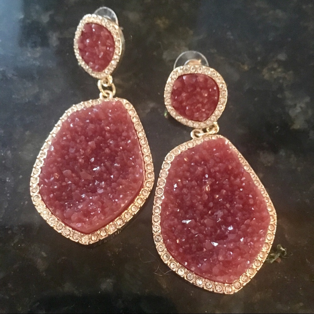 Moonlight Drop Druzy Quartz Earrings - Picture 2 of 4